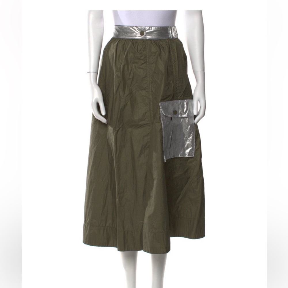 Ganni Chrome & Olive Maxi Skirt